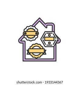 Double insurance RGB color icon. Multiple insurance policies on same property. Two different agreements. Double insuring practice for same risk and subject matter. Isolated vector illustration
