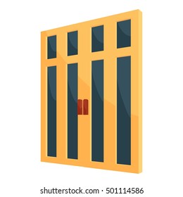 Double interior door icon. Cartoon illustration of door vector icon for web design