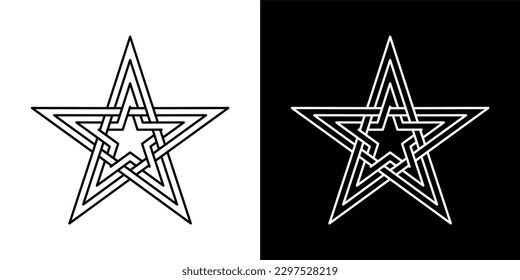 Double Interlocked Star Knot Vector Sign Symbol Ornament Illustration