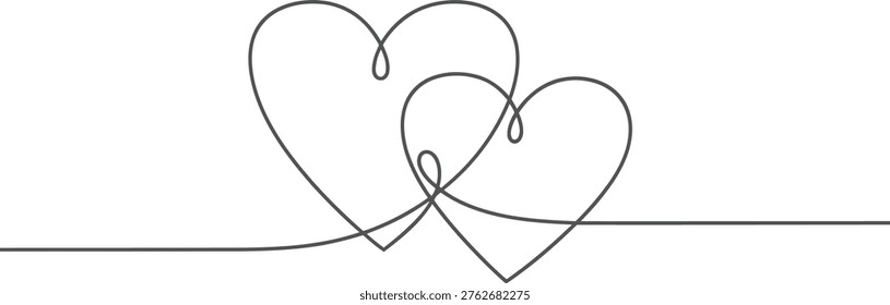 double interlocking hearts love romance valentine couple relationship passion symbol outline isolated transparent coloring page simple monochrome minimalist icon symbol sign together