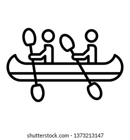 Double kayak boat icon. Outline double kayak boat vector icon for web design isolated on white background