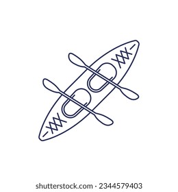 double kayak icon on white, line vector