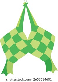 Double ketupat vector with ribbon ties, perfect for Islamic celebration decor, Eid-themed designs, or Southeast Asian holiday graphic elements.