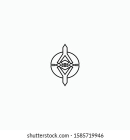 double key in circle logo vector concept with simple, unique, and line art styles