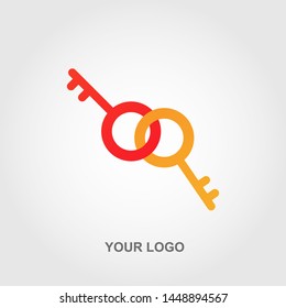 double key logo. red orange color template design vector