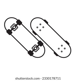 Double Kick Popsicle Skateboard icon, Skateboards Design Vector Template Illustration In Trendy Flat Style, Skateboards icons on white background,