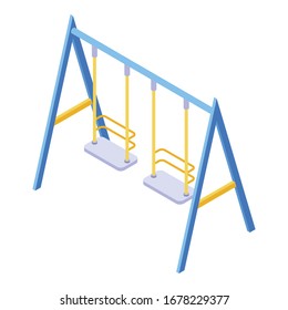 Double kid swing icon. Isometric of double kid swing vector icon for web design isolated on white background