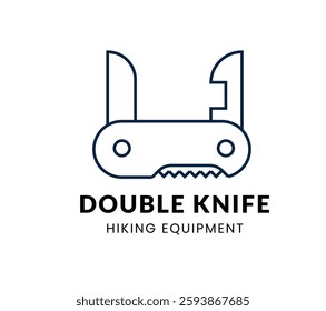 Double Knife line Icon Set . Vector Illustration