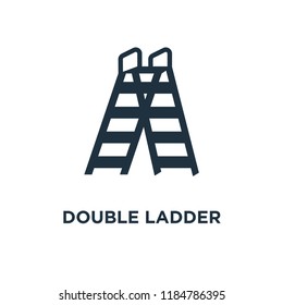 Double Ladder icon. Black filled vector illustration. Double Ladder symbol on white background. Can be used in web and mobile.