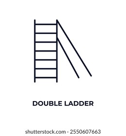 double ladder  outline icon. Linear vector from construction concept. Thin line double ladder  icon isolated on white background