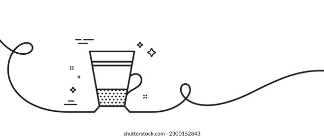 Double Latte coffee icon. Continuous one line with curl. Hot drink sign. Beverage symbol. Double Latte single outline ribbon. Loop curve pattern. Vector