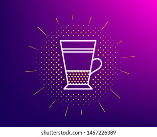 Double Latte coffee icon. Halftone pattern. Hot drink sign. Beverage symbol. Gradient background. Double Latte line icon. Yellow halftone pattern. Vector