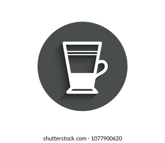Double Latte coffee icon. Hot drink sign. Beverage symbol. Circle flat button with shadow. Vector