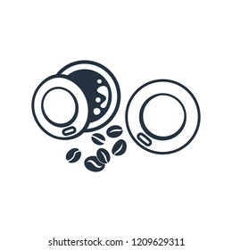 Double latte takeaway isolated top icon on white background, 400 coffee set, logo and sign
