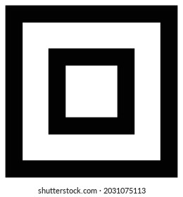 double layer square shape, line drawing style, black and white color