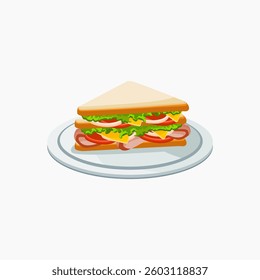 The double layered sandwich vector. Categories of breakfast and lunch meal. Premium food vector designs.