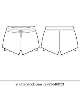 Double Layered Shorts Design Template Fashion Illustration