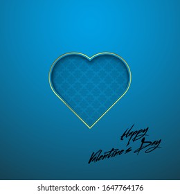 Double layers Greeting card with image of heart. Congratulations on February 14 day St. Valentine paper cut vector banner