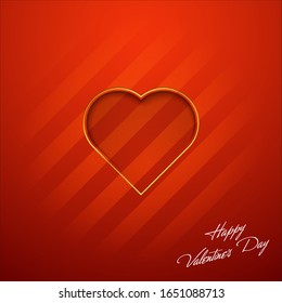 Double layers Greeting card with image of heart. Congratulations on February 14 day St. Valentine paper cut vector banner