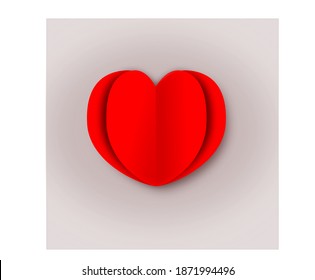 Double layers of red paper heart. Cute heart for decorate card for valentine's day.