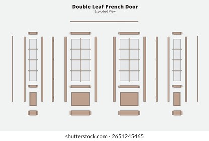 Porte-fenêtre à double vantail (vue éclatée)