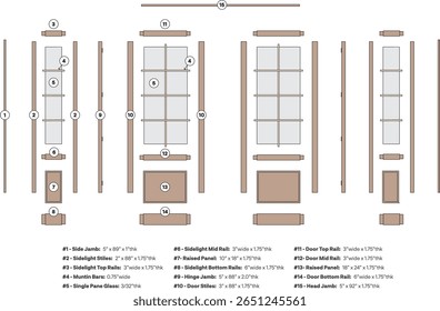 
Porte-fenêtre à double vantail (vue éclatée)