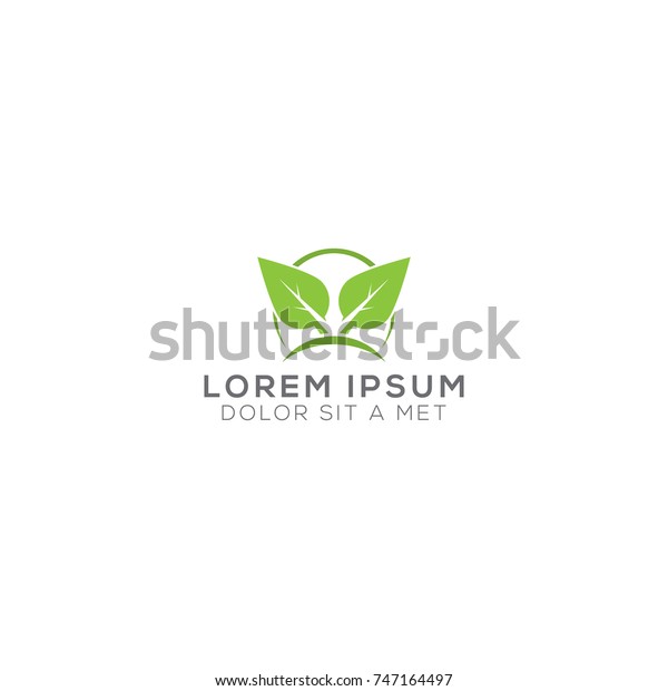 Double Leaf Logo Design Vector Round Stock Vector (Royalty Free ...