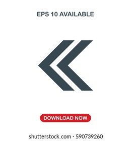 Double left arrow icon vector