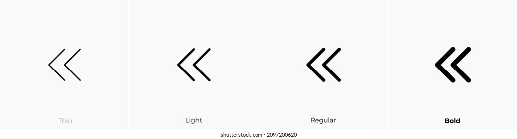 double left icon. Thin, Light Regular And Bold style design isolated on white background