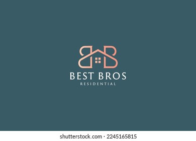 Concepto de doble letra B y logotipo residencial para propiedades inmobiliarias y residenciales de negocios