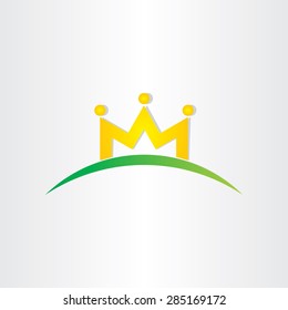double letter m crown people icon design