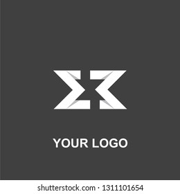 double letter M logo. black and white template design