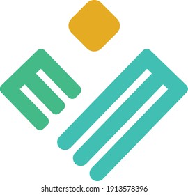 Ilustración vectorial de la plantilla del logotipo m de letra doble en forma de amor con un icono de cabeza humana añadido