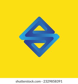 Double letter s is light blue and dark blue on yellow background