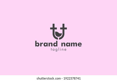 Double Letter T with Glass Negative Space Logo Vector Template suitable for cafe, restaurant, or food and beverage product and service