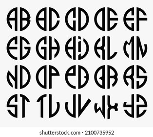 Double Letters Circle Lettermark Logos A To Z Vector