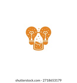 Idea de logotipo de bombilla doble y botella de bebida.