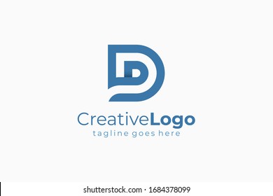 Double Line Abstract Initial Letter D Logo. Flat Vector Logo Design Template Element