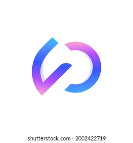 Double Line Abstract Initial Letter D and P Linked Logo. Flat Vector Logo Design Template Element