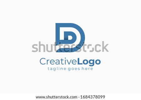 Double Line Abstract Initial Letter D Logo. Flat Vector Logo Design Template Element