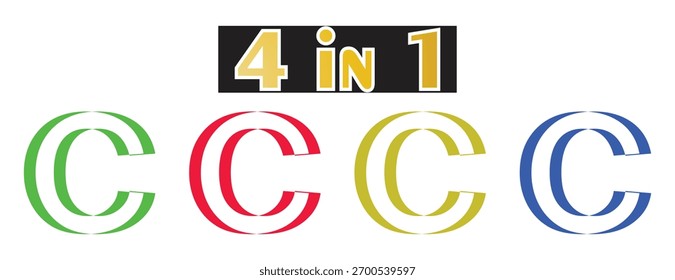 Double line C letter logo set, minimal initial symbol, colorful corporate identity