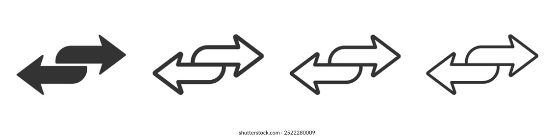 Double line and filled arrow icons in four direction concepts