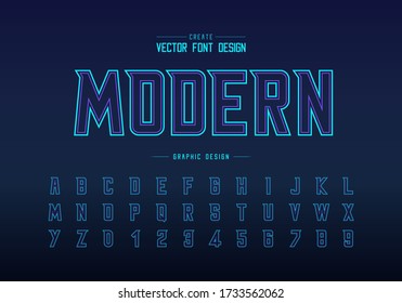 Double line font and alphabet vector, Modern Typeface and letter number design, Graphic text on background