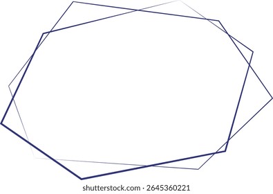 Dubbele lijn Hexagon Frame met blauwe lijnen op transparante achtergrond