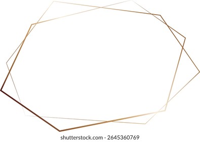 Double Line Hexagon Frame with Copper Lines on Transparent Background