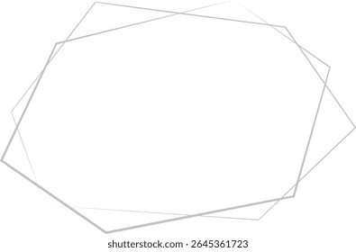 Double Line Hexagon Frame with Gray Lines on Transparent Background