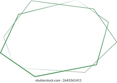 Double Line Hexagon Frame with Green Lines on Transparent Background