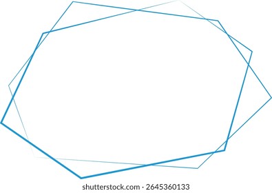Double Line Hexagon Frame with Light Blue Lines on Transparent Background