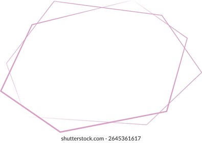 Double Line Hexagon Frame with Pink Lines on Transparent Background