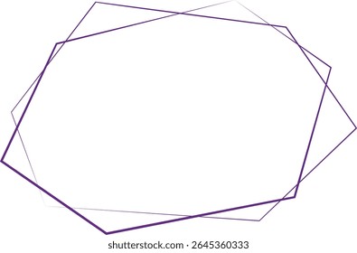 Double Line Hexagon Frame with Purple Blue Lines on Transparent Background